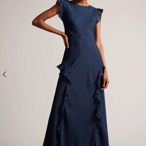 Ted Baker London Laurae Shimmer ruffle bias cut maxi